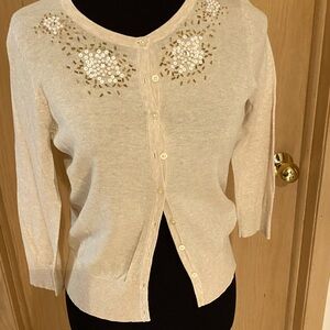 Beaded retro look oatmeal color cardigan/shrug. Excellent condition.